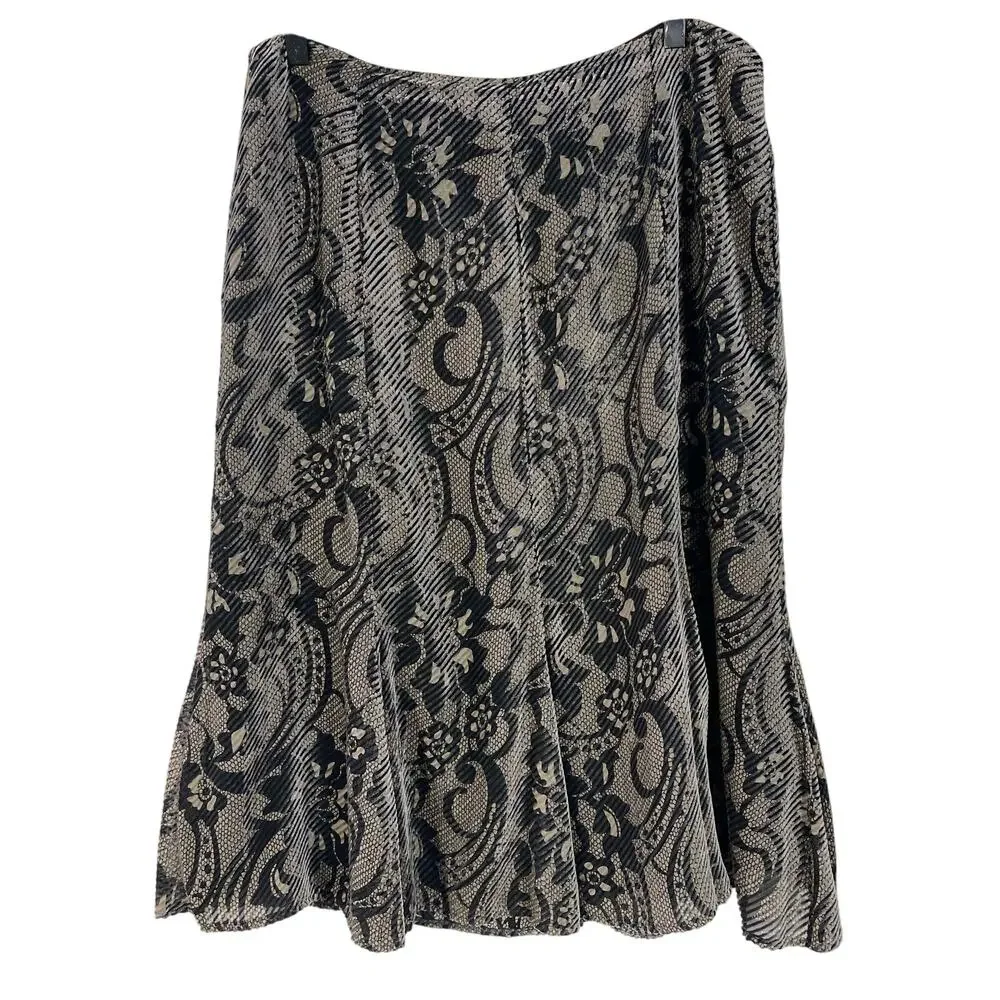 Silk Velvet Burnout Midi Skirt Size 12 Whimsigoth Office Siren Dark Romantic